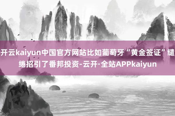 开云kaiyun中国官方网站比如葡萄牙“黄金签证”缱绻招引了番邦投资-云开·全站APPkaiyun