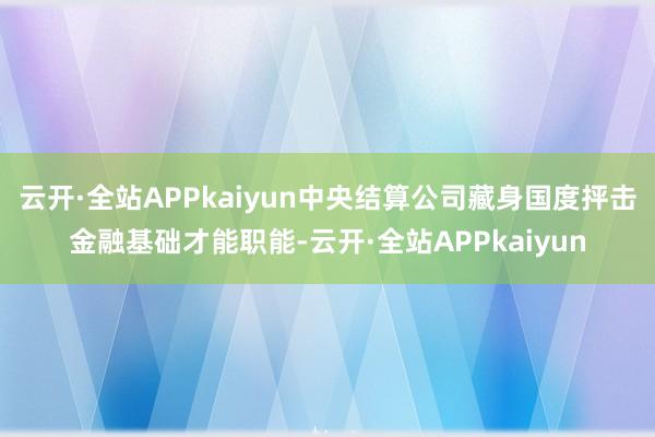云开·全站APPkaiyun中央结算公司藏身国度抨击金融基础才能职能-云开·全站APPkaiyun