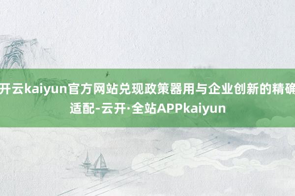 开云kaiyun官方网站兑现政策器用与企业创新的精确适配-云开·全站APPkaiyun