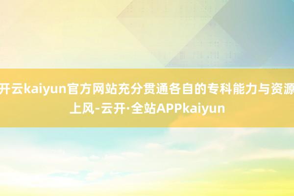 开云kaiyun官方网站充分贯通各自的专科能力与资源上风-云开·全站APPkaiyun