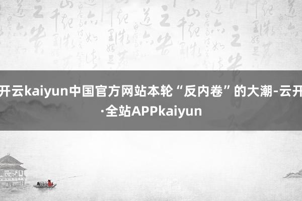 开云kaiyun中国官方网站本轮“反内卷”的大潮-云开·全站APPkaiyun