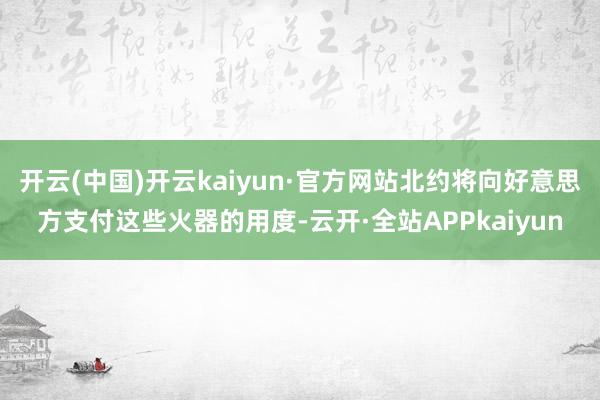 开云(中国)开云kaiyun·官方网站北约将向好意思方支付这些火器的用度-云开·全站APPkaiyun