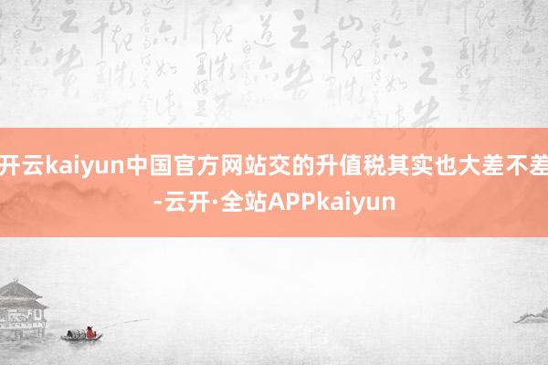 开云kaiyun中国官方网站交的升值税其实也大差不差-云开·全站APPkaiyun